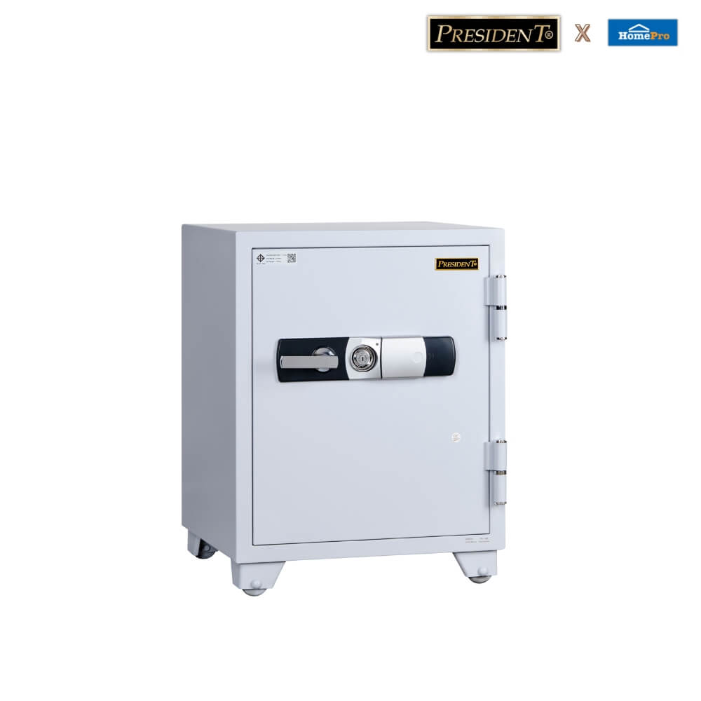 ตู้นิรภัยกันไฟ 155 กก. PRESIDENT แบบดิจิตอล ขนาดใหญ่ 59 ซม. สีขาว/ฟ้า